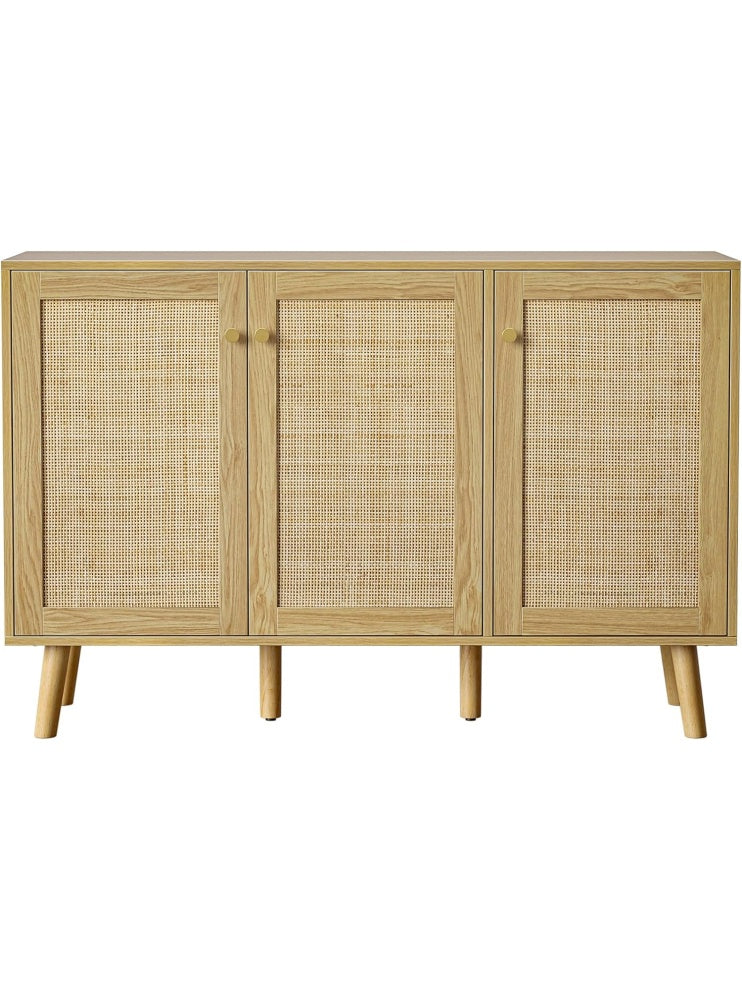 Buffet contemporaneo de tres puertas con baldas ajustables para comedor, cocina o recibidor, 120 x 40 x 82 cm