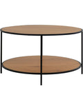 Mesa de Centro Redonda con Estructura Metalica Negra, Diseno Moderno, 80 x 45 cm