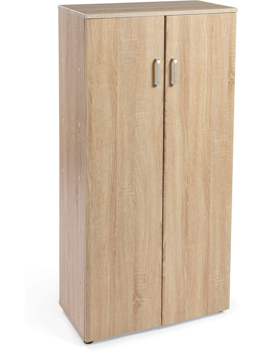 Zapatero de Madera con 2 Puertas Tipo Libro, Mueble Organizador Estrecho, 60 x 32.5 x 124 cm, Color Taupe