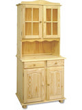 Alacena Alta de Pino Macizo Natural, Armario de Cocina de 2 Puertas sin Barnizar, Ideal para Despensa o Comedor