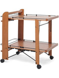 Camarera Auxiliar de Madera con Ruedas, Carro de Servicio Color Cerezo para Cocina o Comedor