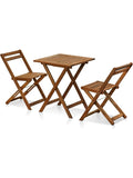 Conjunto Bistro de Madera para Exterior, Mesa y Sillas Compactas para Jardin, Terraza o Balcon, Acabado Natural