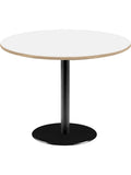 Mesa de Comedor Redonda 120 cm Blanca con Bordes en Madera Natural